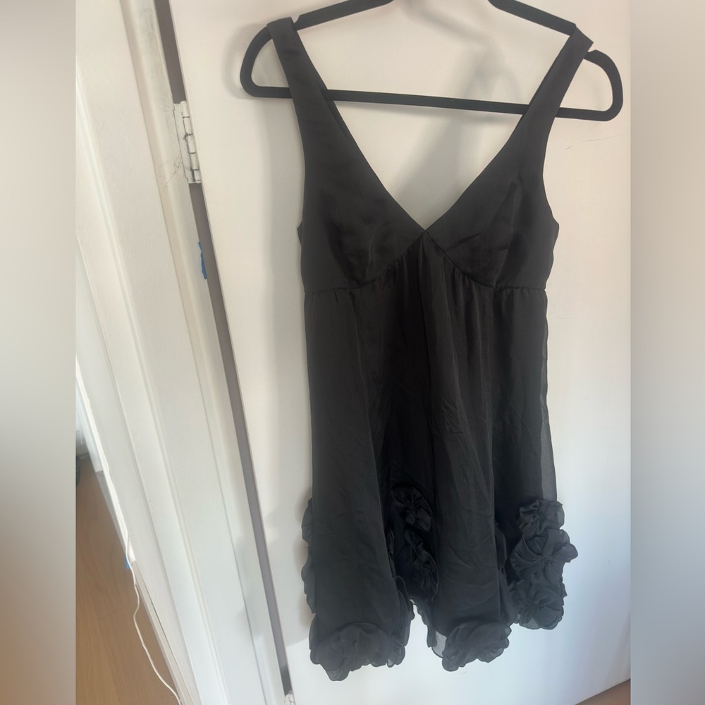 Rebecca Taylor silk dress charcoal event party date XS 0 2